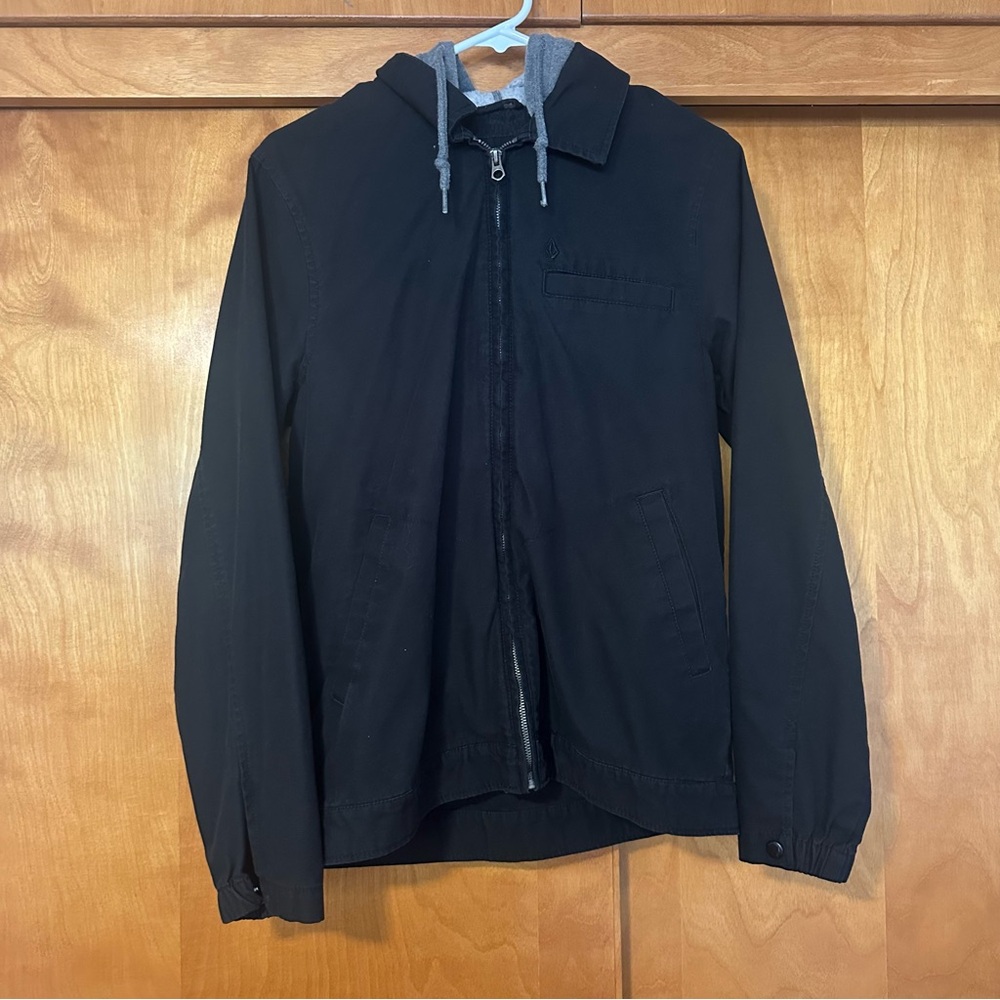 Volcom Black Hooded Zip-Up Jacket